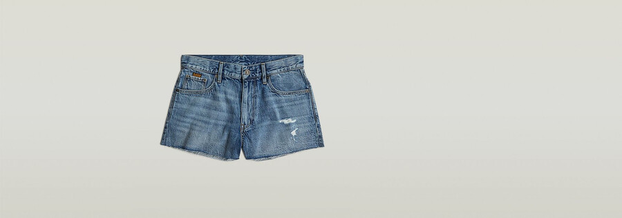 pantaloncini in vero denim con bordo grezzo