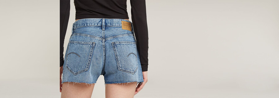 pantaloncini in vero denim con bordo grezzo