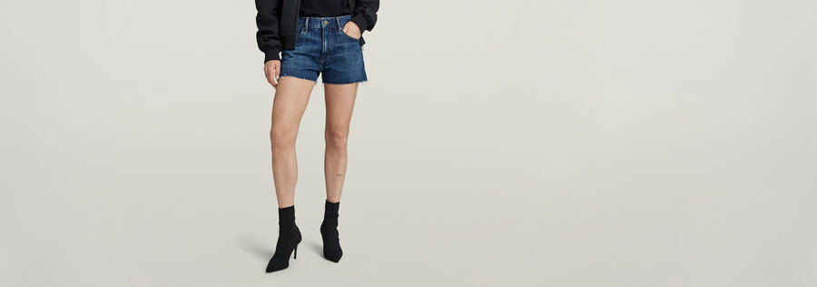 pantaloncini in vero denim con bordo grezzo