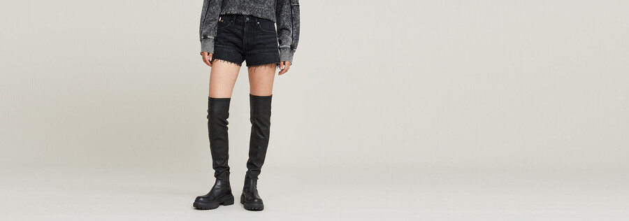 pantaloncini in vero denim con bordo grezzo