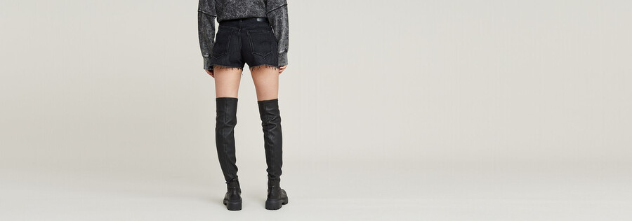 pantaloncini in vero denim con bordo grezzo