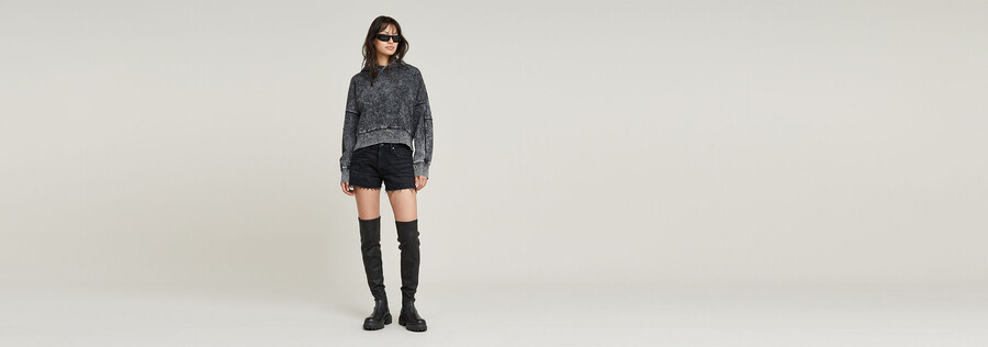 pantaloncini in vero denim con bordo grezzo