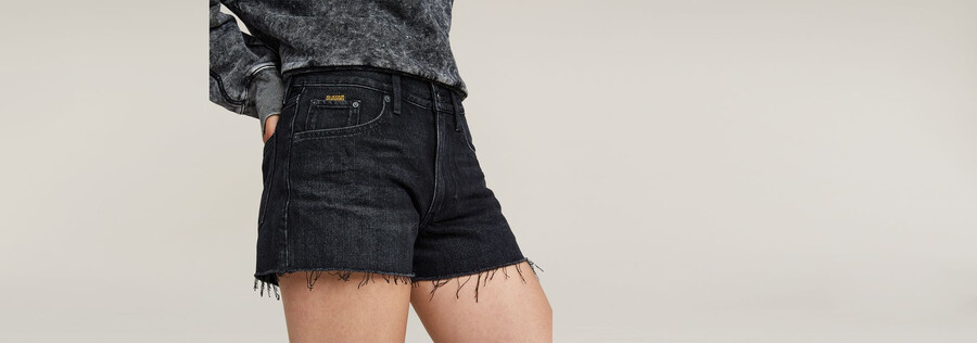 pantaloncini in vero denim con bordo grezzo