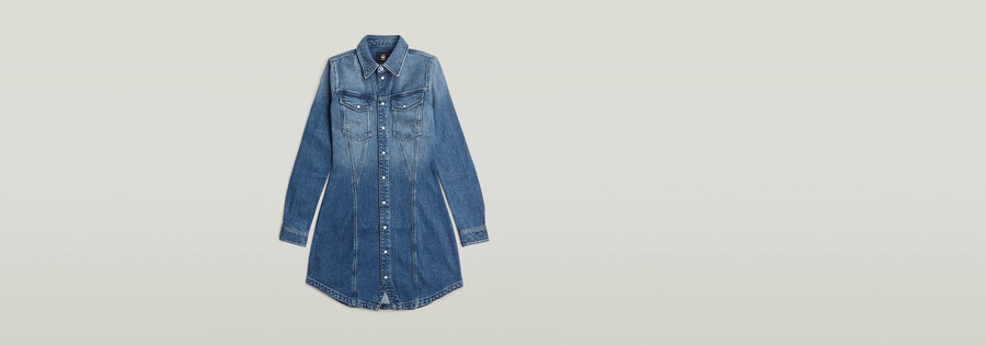 abito camicia con orlo inclinato