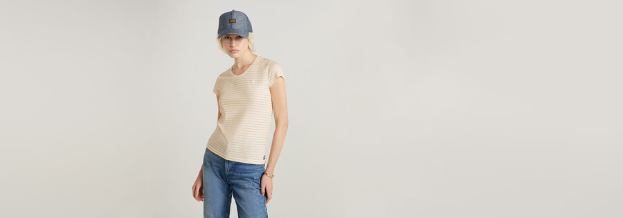 top aderente con scollo a v a righe eyben 2.0