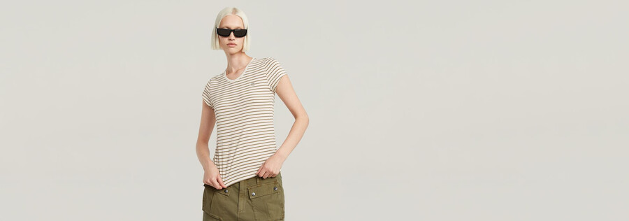 top aderente con scollo a v a righe eyben 2.0