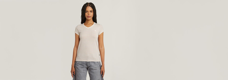 maglietta a righe eyben slim con scollo a v 2.0