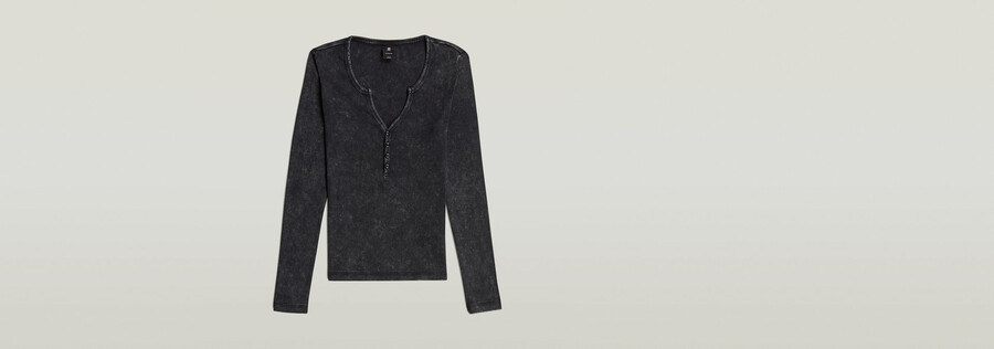 top henley slim con scollo a v profondo e tinto in capo