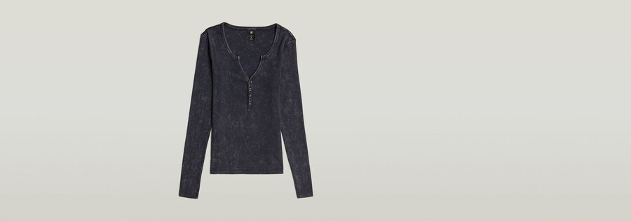 top henley slim con scollo a v profondo e tinto in capo