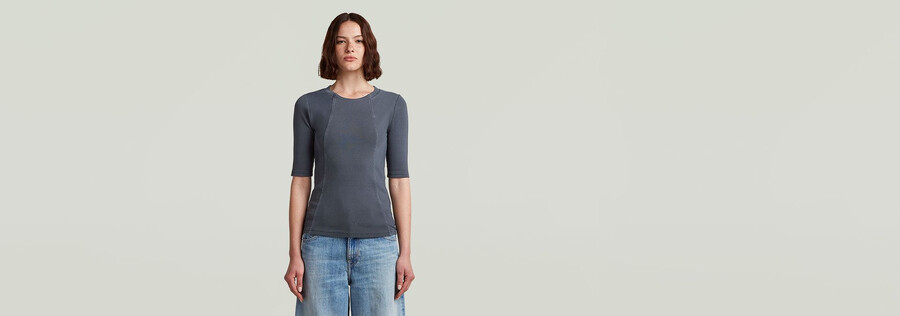 t-shirt a coste slim a trapezio lavata