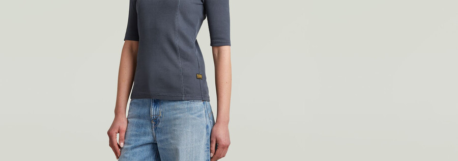 t-shirt a coste slim a trapezio lavata