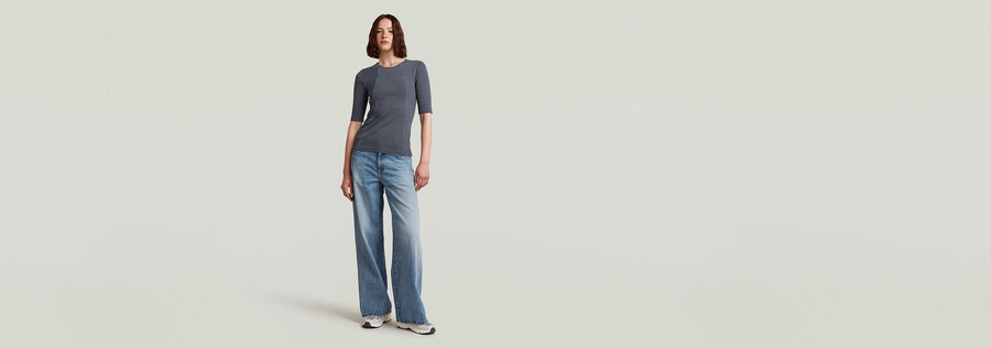 t-shirt a coste slim a trapezio lavata