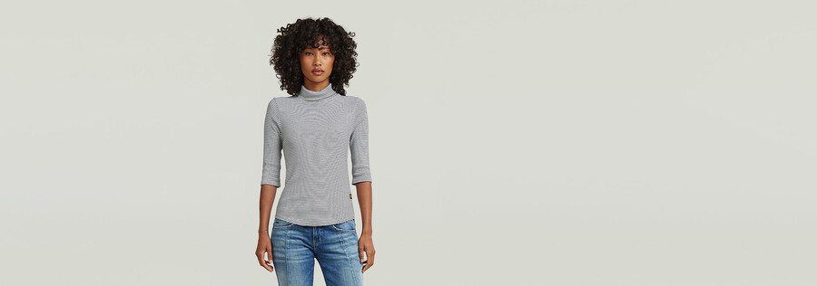 t-shirt slim a righe finte