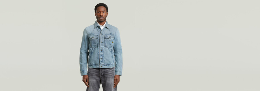 giacca in denim slim a trapezio