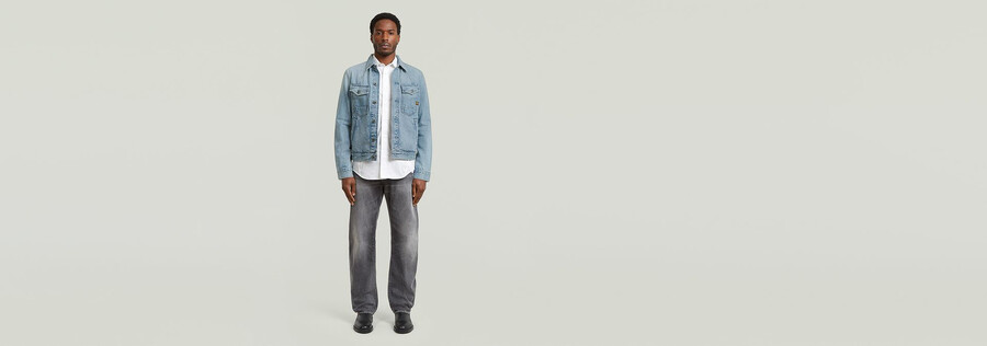 giacca in denim slim a trapezio