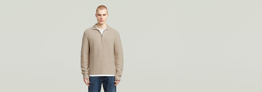 maglia con mezza zip e colletto polo