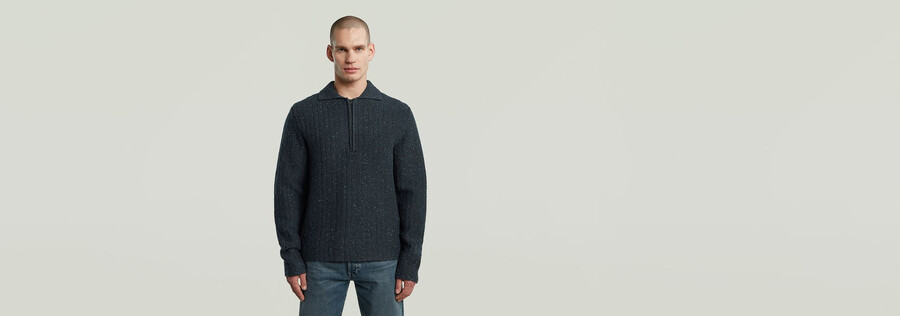 maglia con mezza zip e colletto polo