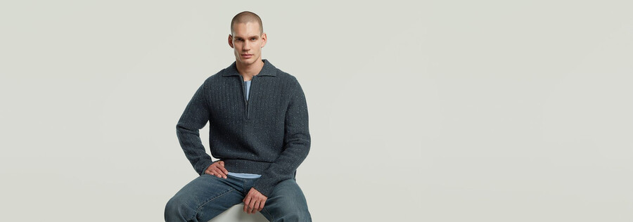 maglia con mezza zip e colletto polo