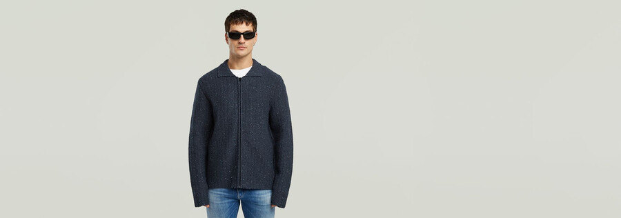 maglia con cerniera completa e colletto polo