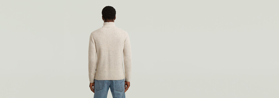 maglia con doppio collo e mezza zip