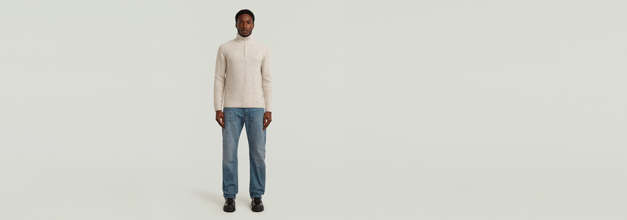 maglia con doppio collo e mezza zip
