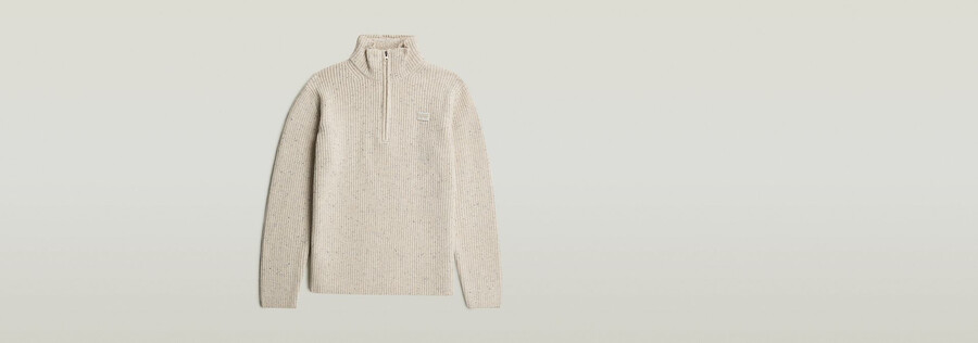maglia con doppio collo e mezza zip