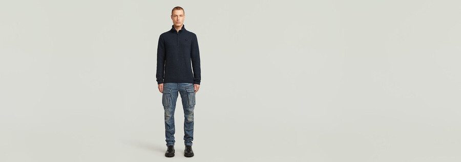 maglia con doppio collo e mezza zip