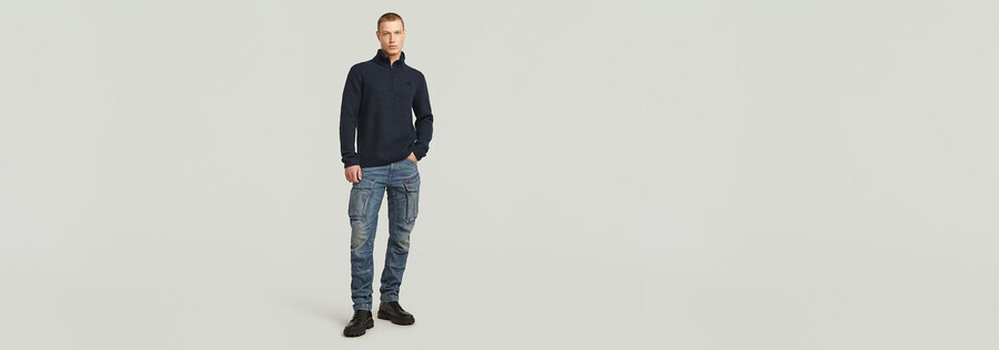 maglia con doppio collo e mezza zip