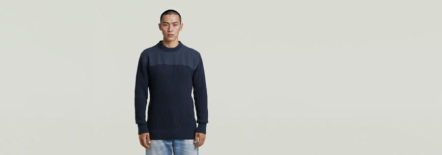 maglione a coste in maglia militare