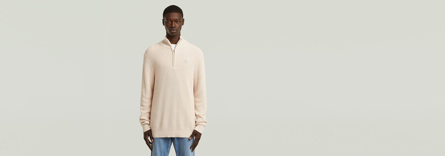 pullover in maglia con mezza zip
