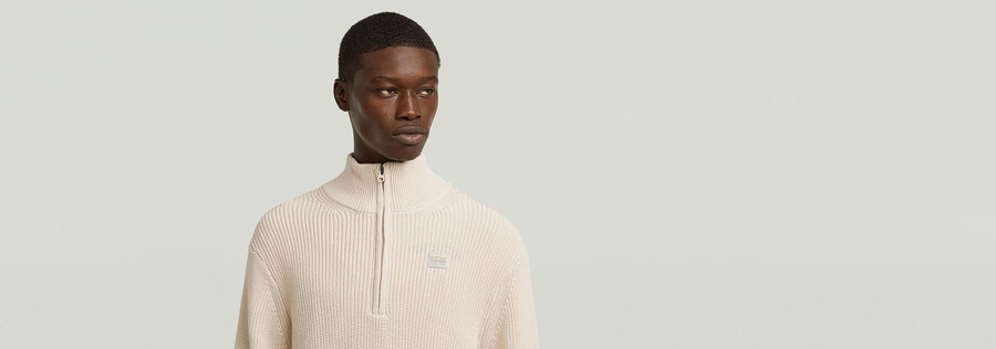 pullover in maglia con mezza zip