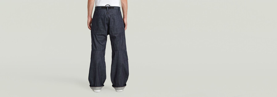 pantaloni in denim plissettato con cimosa 2.0