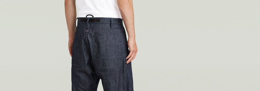 pantaloni in denim plissettato con cimosa 2.0