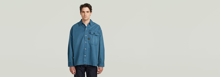 camicia squadrata con 1 tasca e plissettatura