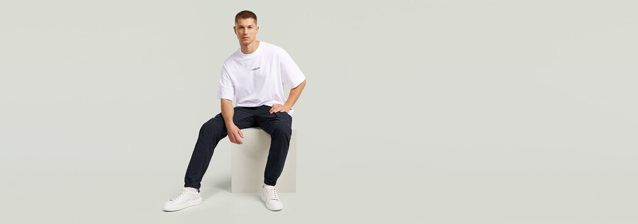 pantaloni cargo 3d regular affusolati con risvolto