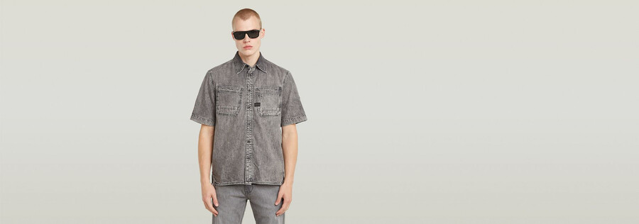 camicia regolare con doppia tasca inclinata