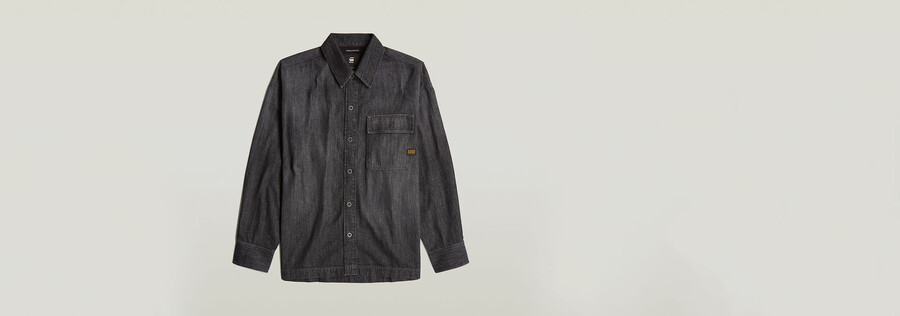 camicia con tasca a patta squadrata