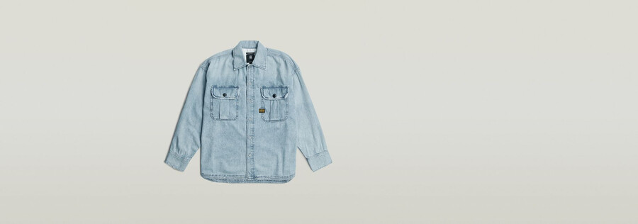 camicia squadrata a 2 tasche con pieghe