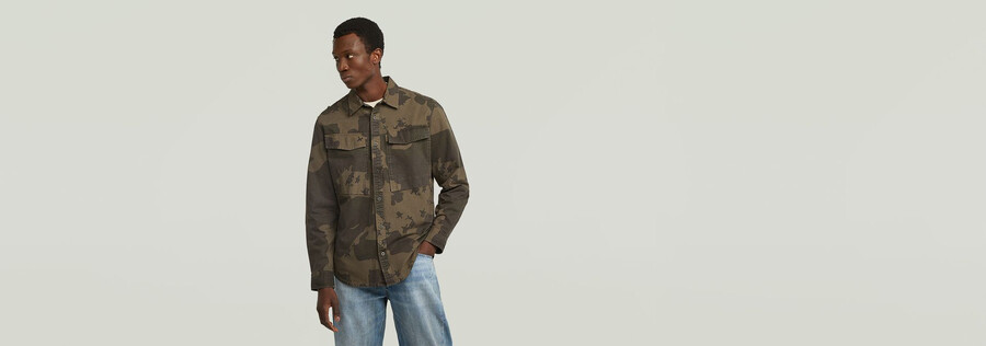 camicia regolare con tasca cargo