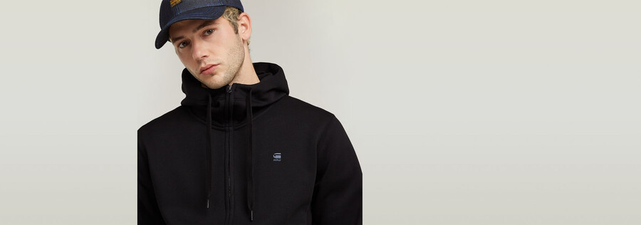 felpa con cappuccio premium core zip thru