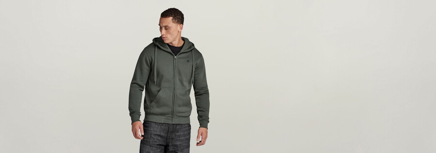 felpa con cappuccio premium core zip thru