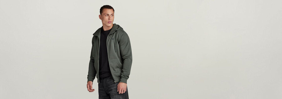 felpa con cappuccio premium core zip thru
