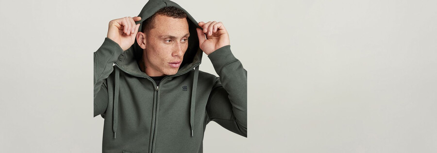 felpa con cappuccio premium core zip thru