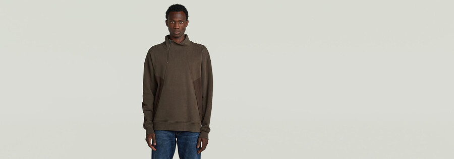 maglione con mezza cerniera in tessuto misto