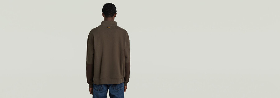 maglione con mezza cerniera in tessuto misto