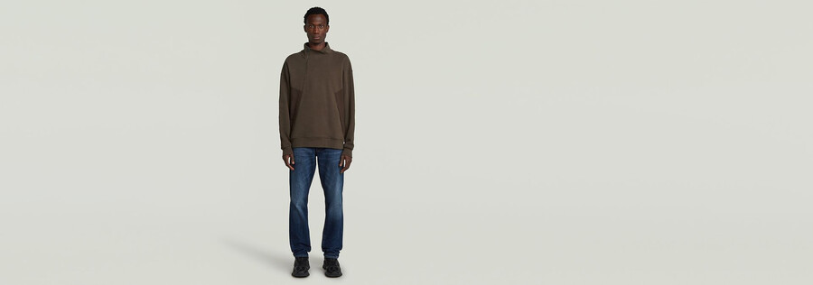 maglione con mezza cerniera in tessuto misto