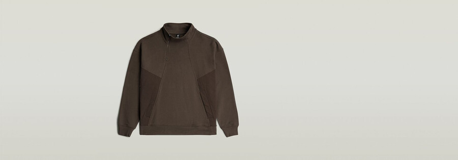 maglione con mezza cerniera in tessuto misto