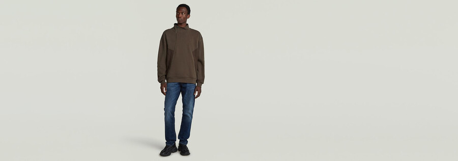 maglione con mezza cerniera in tessuto misto