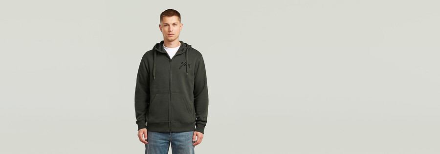 felpa con cappuccio e zip con scritta