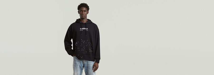 felpa con cappuccio rilassata text splatters